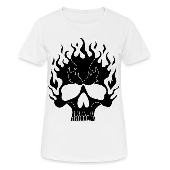 Crâne enflammé noir - T-shirt respirant Femme - blanc - Devant - AI Model Female 172 dark (172cm)