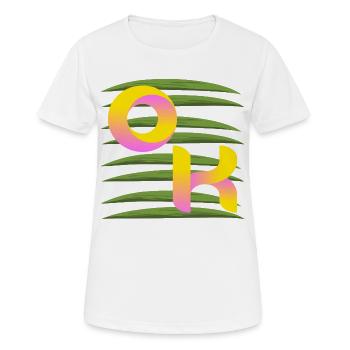 SOMMER PALMEN OK - Frauen T-Shirt atmungsaktiv - Weiß - Vorne - AI Model Female 172 dark (172cm)