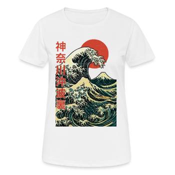 The Great Wave off Kanagawa - Hokusai Art - Women's Breathable T-Shirt - white - Front - AI Model Female 172 dark (172cm)