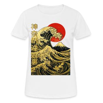 Goldene Große Welle Kanagawa - Hokusai Japanische - Frauen T-Shirt atmungsaktiv - Weiß - Vorne - AI Model Female 172 dark (172cm)