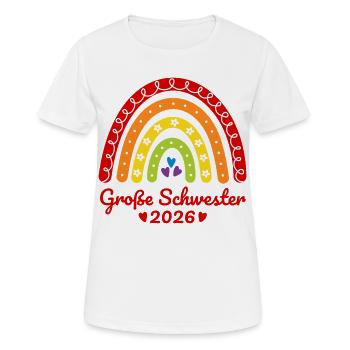 Große Schwester 2026 Regenbogen - Frauen T-Shirt atmungsaktiv - Weiß - Vorne - AI Model Female 172 dark (172cm)
