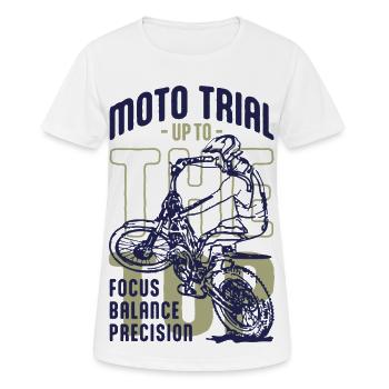 Moto Trial Biker - Trials Rider - Women's Breathable T-Shirt - white - Front - AI Model Female 172 dark (172cm)