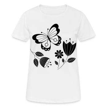 Butterfly with flowers - Women's Breathable T-Shirt - white - Front - AI Model Female 172 dark (172cm)