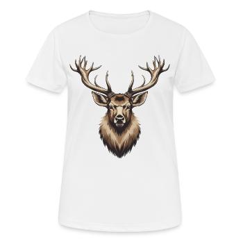 Chasse, chasse, chasse, chasse, cerf, bois de cerf, cerf, - T-shirt respirant Femme - blanc - Devant - AI Model Female 172 dark (172cm)