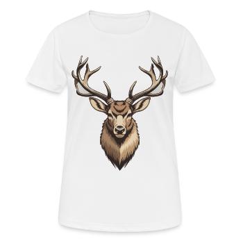 Chasse, chasse, chasse, chasse, cerf, bois de cerf, cerf, - T-shirt respirant Femme - blanc - Devant - AI Model Female 172 dark (172cm)