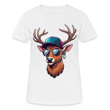 Chasse, chasse, chasse, chasse, cerf, bois de cerf, cerf, - T-shirt respirant Femme - blanc - Devant - AI Model Female 172 dark (172cm)
