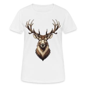 Chasse, chasse, chasse, chasse, cerf, bois de cerf, cerf, - T-shirt respirant Femme - blanc - Devant - AI Model Female 172 dark (172cm)