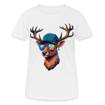 Chasse, chasse, chasse, chasse, cerf, bois de cerf, cerf, - T-shirt respirant Femme - blanc - Devant - AI Model Female 172 dark (172cm)