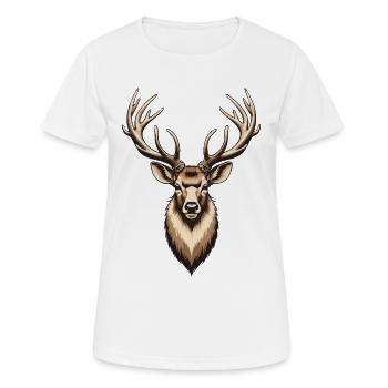 Chasse, chasse, chasse, chasse, cerf, bois de cerf, cerf, - T-shirt respirant Femme - blanc - Devant - AI Model Female 172 dark (172cm)