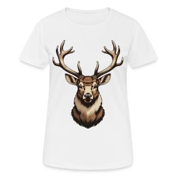 Chasse, chasse, chasse, chasse, cerf, bois de cerf, cerf, - T-shirt respirant Femme - blanc - Devant - AI Model Female 172 dark (172cm)