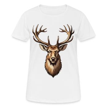 Chasse, chasse, chasse, chasse, cerf, bois de cerf, cerf, - T-shirt respirant Femme - blanc - Devant - AI Model Female 172 dark (172cm)
