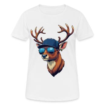 Chasse, chasse, chasse, chasse, cerf, bois de cerf, cerf, - T-shirt respirant Femme - blanc - Devant - AI Model Female 172 dark (172cm)