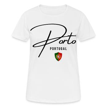 Ich liebe Porto, ich erinnere mich an Porto - Frauen T-Shirt atmungsaktiv - Weiß - Vorne - AI Model Female 172 dark (172cm)