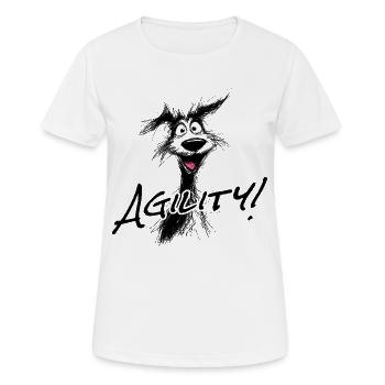 L’agilité – le sport canin - T-shirt respirant Femme - blanc - Devant - AI Model Female 172 dark (172cm)
