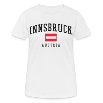 Innsbruck Vintage Flag Logo – Austria - Women's Breathable T-Shirt - white - Front - AI Model Female 172 dark (172cm)