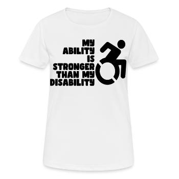 Meine Kraft ist größer als meine Behinderung # - Frauen T-Shirt atmungsaktiv - Weiß - Vorne - AI Model Female 172 dark (172cm)