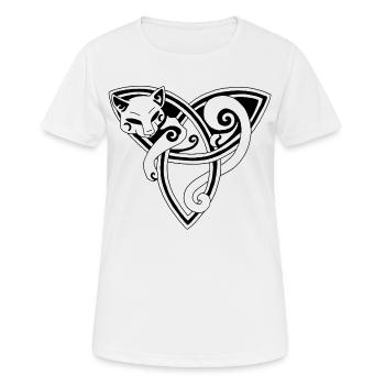 Le chat celte se repose (noir) - T-shirt respirant Femme - blanc - Devant - AI Model Female 172 dark (172cm)