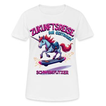 Zukunftseinhorn - Frauen T-Shirt atmungsaktiv - Weiß - Vorne - AI Model Female 172 dark (172cm)