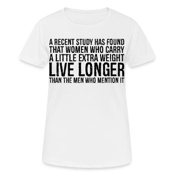 Eine aktuelle Studie hat ergeben, dass Frauen, die eine - Frauen T-Shirt atmungsaktiv - Weiß - Vorne - AI Model Female 172 dark (172cm)
