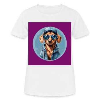 Dachshund Dachshund with Sunglasses and Hoodie - Women's Breathable T-Shirt - white - Front - AI Model Female 172 dark (172cm)