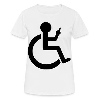 Utilisateur d’un fauteuil roulant avec une opinion claire # - T-shirt respirant Femme - blanc - Devant - AI Model Female 172 dark (172cm)