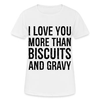Ich liebe dich mehr als Kekse und Soße - Frauen T-Shirt atmungsaktiv - Weiß - Vorne - AI Model Female 172 dark (172cm)