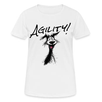 L’agilité – le sport des chiens actifs ! - T-shirt respirant Femme - blanc - Devant - AI Model Female 172 dark (172cm)