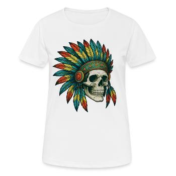 Illustration de crâne tribal indigène - T-shirt respirant Femme - blanc - Devant - AI Model Female 172 dark (172cm)