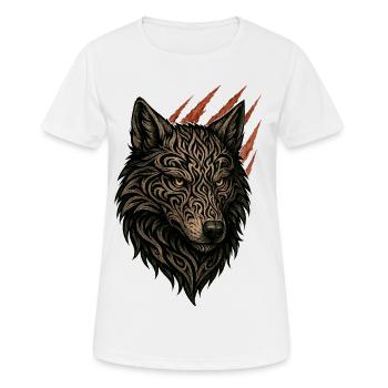 Portrait de loup tribal complexe - T-shirt respirant Femme - blanc - Devant - AI Model Female 172 dark (172cm)