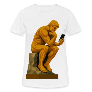 Le Penseur (connecté) - T-shirt respirant Femme - blanc - Devant - AI Model Female 172 dark (172cm)
