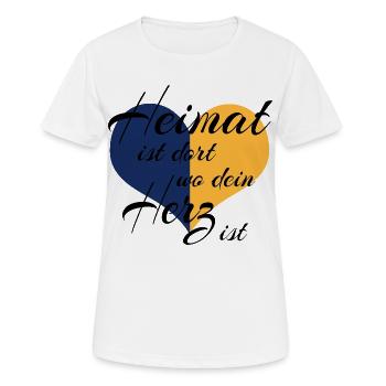 Heimat ist dort wo dein Herz ist - Frauen T-Shirt atmungsaktiv - Weiß - Vorne - AI Model Female 172 dark (172cm)