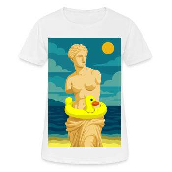 Die Venus (am Strand) - Frauen T-Shirt atmungsaktiv - Weiß - Vorne - AI Model Female 172 dark (172cm)