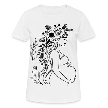 Schwangere Frau - Boho, personalisierbar - Frauen T-Shirt atmungsaktiv - Weiß - Vorne - AI Model Female 172 dark (172cm)