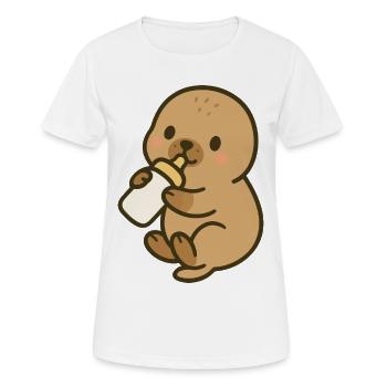Fläschchenzeit am Meer - Frauen T-Shirt atmungsaktiv - Weiß - Vorne - AI Model Female 172 dark (172cm)