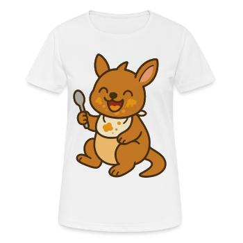 Futtern mit dem Kängurubaby - Frauen T-Shirt atmungsaktiv - Weiß - Vorne - AI Model Female 172 dark (172cm)