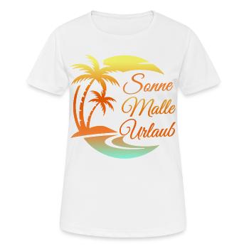 Tropische Urlaubsmotiv Mallorca Sonnen und Palmen - Frauen T-Shirt atmungsaktiv - Weiß - Vorne - AI Model Female 172 dark (172cm)