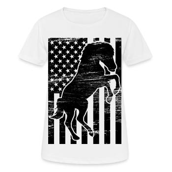 Reiten USA Flagge - Frauen T-Shirt atmungsaktiv - Weiß - Vorne - AI Model Female 172 dark (172cm)
