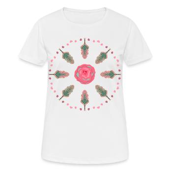 Rosen Mandala - Frauen T-Shirt atmungsaktiv - Weiß - Vorne - AI Model Female 172 dark (172cm)