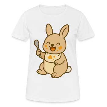 Kleines Hasenbaby beim Füttern - Frauen T-Shirt atmungsaktiv - Weiß - Vorne - AI Model Female 172 dark (172cm)