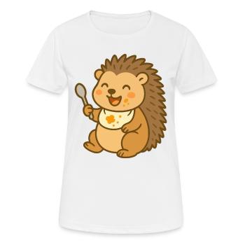 Bébé hérisson nourrissant la bouillie - T-shirt respirant Femme - blanc - Devant - AI Model Female 172 dark (172cm)