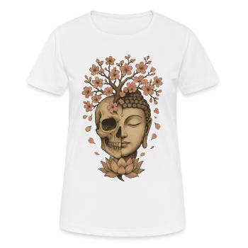 Leben Tod Buddha Blüte Symbolische Kunst - Frauen T-Shirt atmungsaktiv - Weiß - Vorne - AI Model Female 172 dark (172cm)