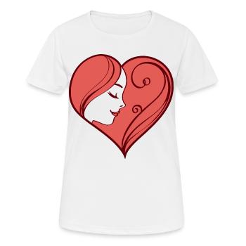 Illustration de coeur avec un visage féminin rêveur - T-shirt respirant Femme - blanc - Devant - AI Model Female 172 dark (172cm)