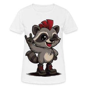 Punk Rock Raccoon - Frauen T-Shirt atmungsaktiv - Weiß - Vorne - AI Model Female 172 dark (172cm)
