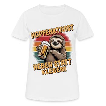 Hopfenaktivist Faultier Sloth | Sauftour | Bier - Frauen T-Shirt atmungsaktiv - Weiß - Vorne - AI Model Female 172 dark (172cm)