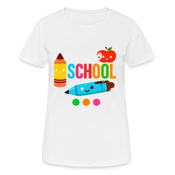 Hello School Shirt Schulanfang Kawaii Style - Frauen T-Shirt atmungsaktiv - Weiß - Vorne - AI Model Female 172 dark (172cm)