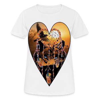 Wolf wild und frei Herz Natur - Frauen T-Shirt atmungsaktiv - Weiß - Vorne - AI Model Female 172 dark (172cm)
