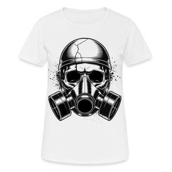 Gas Mask Skull – Schädel mit Gasmaske - Frauen T-Shirt atmungsaktiv - Weiß - Vorne - AI Model Female 172 dark (172cm)