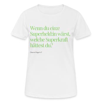Question n° 3 sur l’enregistrement - T-shirt respirant Femme - blanc - Devant - AI Model Female 172 dark (172cm)