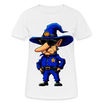 Policier Sorcier - T-shirt respirant Femme - blanc - Devant - AI Model Female 172 dark (172cm)