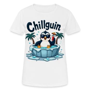 Chillguin – Coolness auf Eis - Frauen T-Shirt atmungsaktiv - Weiß - Vorne - AI Model Female 172 dark (172cm)